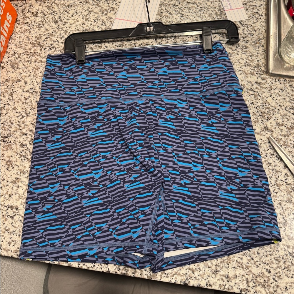 Aerie Blue and Black Patterned Bike Shorts